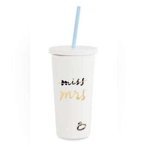 Kate Spade White and Gold Tumbler with Straw